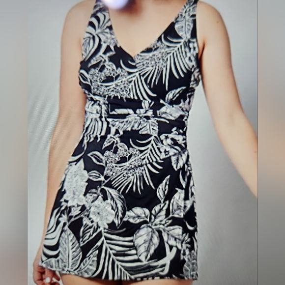 Denim&Co Wrap Front Swim Dress - Picture 3 of 16